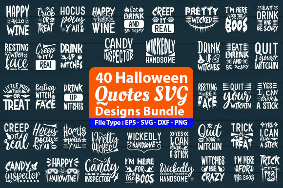 Download Halloween Quotes Design Bundle - Halloween quotes design Collection