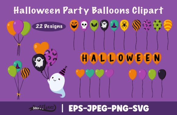 Download Halloween Party Balloons Clipart - SVG - Halloween party Collection