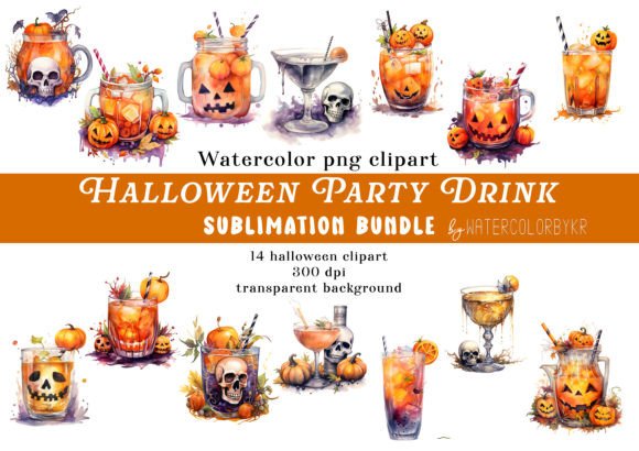 Download Watercolor Halloween Party Drink Bundle - Halloween party Collection